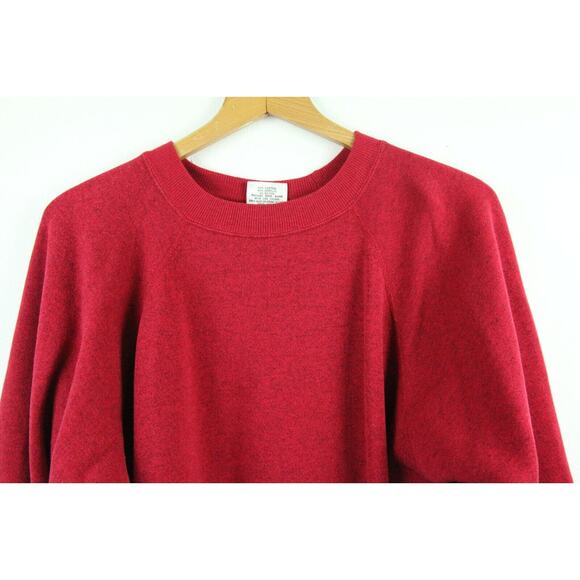 Vintage 90s Hanes Her Way Red Raglan Crewneck Pullover Sweatshirt 50" Chest XXL - Picture 6 of 8